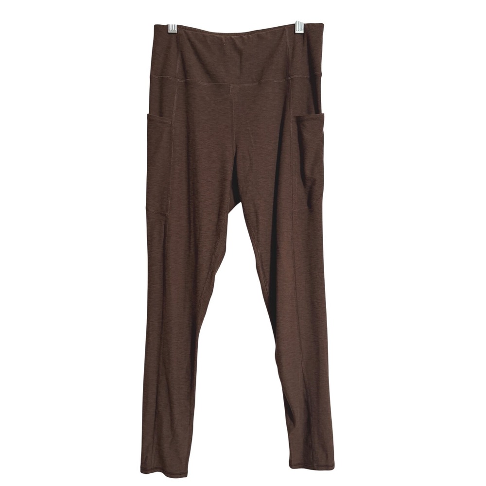 Maurices Womens Luxe Brown Space Dye High Waisted Active Leggings Pockets Size M